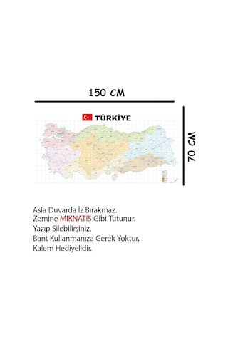 Türkiye Il Ilçe Haritası Yazı Tahtası Akıllı Kağıt Tahta Kalem He-Şeffaf