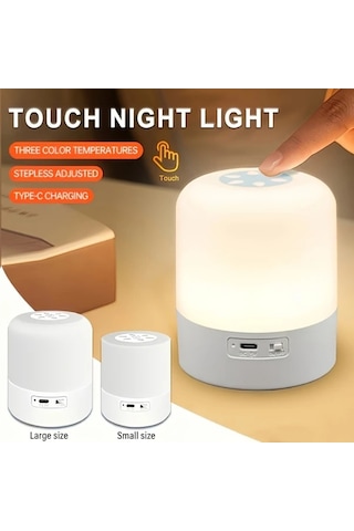 Boatshop1 Led Yatak Lambası Şarj Edilebilir Masa Lambası Large Size Sıcak Konforlu Işık Rahatlatıcı Gece Lambası Yatak Odası Koridor Gardırop İçin