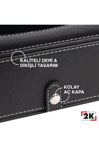 2k Suni Deri Peçetelik Mendil Kutusu 13 24 6 Cm. Siyah Siyah