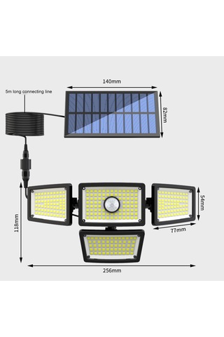 L6380-2 Güneş Enerjili Dış Mekan Işıkları Su Geçirmez Ev Bahçe Siyah Diğer