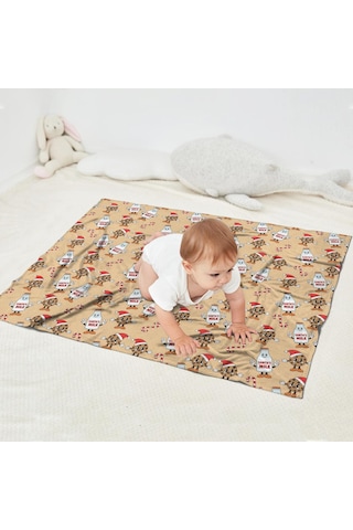 Noel Desenli Bebek Battaniyesi 40x30 İnç, Polar, Yumuşak, Hafif Ve Kalın Noel Süt Kurabiye