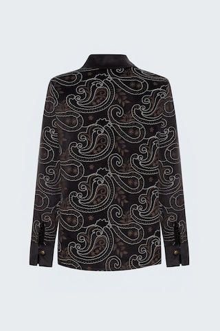 Sateen Nakış Görünümlü Süet Gömlek - Koyu Kahve-138129