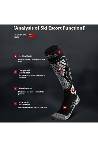 Butu Golovejoy Dwz04 1 Çift Spor Kompresyon Çorapları Kış Sıcak Yüksek Tüp Kayak Baldır Çorapları Siyah+gri Siyah - Gri