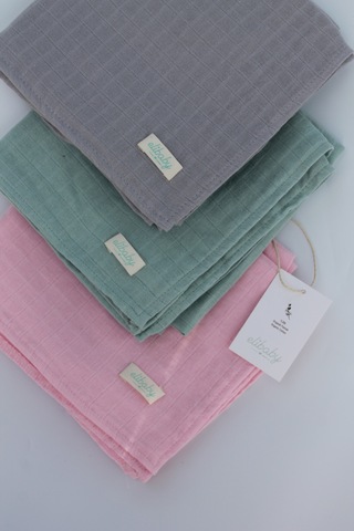 3'lü Organik Pamuk Müslin Örtü Seti Kız Bebek Model 4 Pembe - Gri - Nil 3 Adet 75x85 CM Pembe Gri Nil