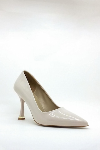 Dosa Shoes Sivri Burun Orta Boy Topuklu Stiletto Ayakkabı-bej Rugan Bej Rugan