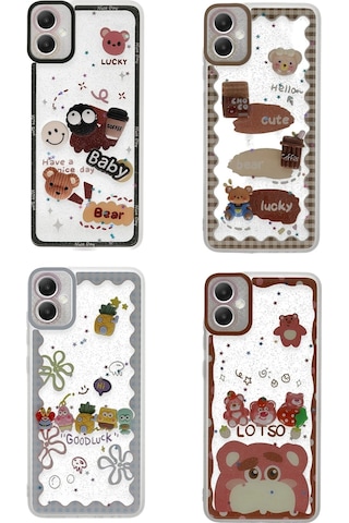 Newface Samsung Galaxy Uyumlu A05 Kılıf Sweet Desenli Silikon Kapak Semeglbl - 64 - Şeffaf