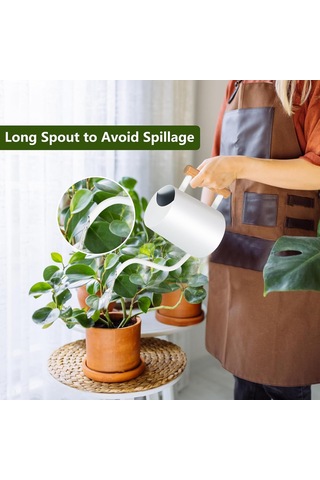 Geeroyoo Modern Paslanmaz Çelik 35oz Sulama Kabı, Uzun Ağızlı İç Mekan Bitkileri Ve Bonsai İçin Dekoratif Sulama Kabı - Beyaz