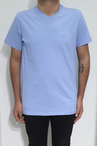Santa Dmctekstil Erkek Düz Spor Kesim Kalıbı Rahat V Yaka T-shirt Mavi