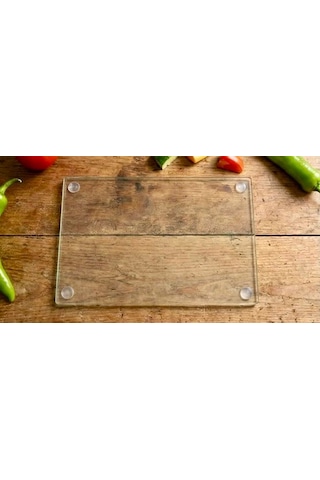 Cam Kesme Tahtası / Sunumluk Temperli Cam Kesme Tablası 30/40 Cm Şeffaf