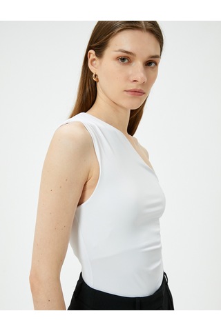 Koton Tek Omuz Üst Drapeli Slim Fit Beyaz 4sak10699ek Beyaz
