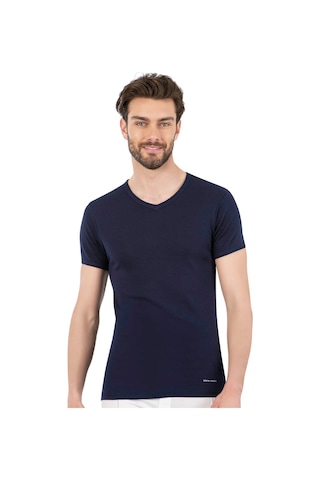Pierre Cardin Erkek %100 Pamuk Ribana V Yaka Fanila Lacivert
