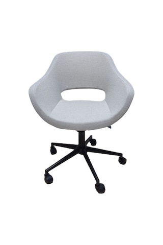 Bilgisayar Çalışma Sandalyesi Döküm Süngerli Krem Keten Kumaş