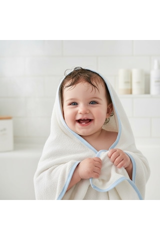 Unisex Yenidoğan Bebek Kapüşonlu Ahtapot Nakışlı Havlu Standart