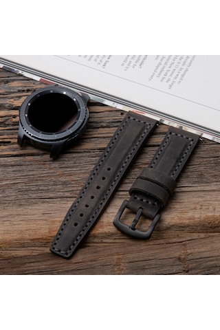Vagave Samsung Uyumlu Watch 7 40 44mm, Watch6, Fe, Watch 5, Watch 4, Watch 3, Deri Kordon- Gri 22mm-rosetoka