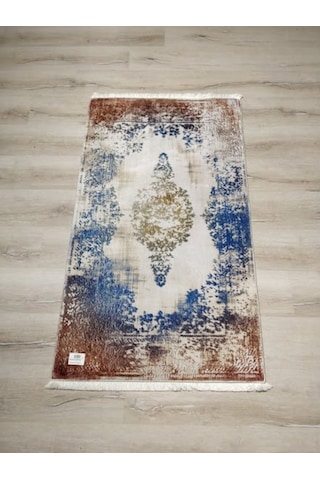 Yamalıhome Bambu Halı D325 Mavi Hardal 80X140 Cm Pratik Halı