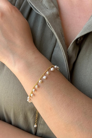 İncili Zincir Bileklik 4,5 Mm 21 Cm / Sarı Sarı Sarı Altın