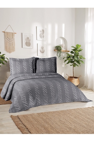 Aspen 3 Parça Çift Kişilik Pike Takımı Gri 240 X 260 Cm Gri