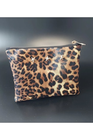 Meryy Collection Clutch Çanta Yıldız Detaylı Leopar