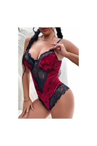 Merry See Kadife Body Gecelik Babydoll Çok Renkli