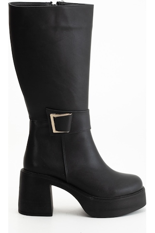 Ventes Kadın Aksesuarlı Kalın Taban & Topuklu Çizme 914311-z Siyah Cilt