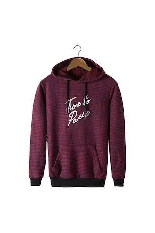 Terapi Men Erkek Bordo Kapşonlu Kanguru Cepli Sweatshirt Vavn21k-6300106 Bordo