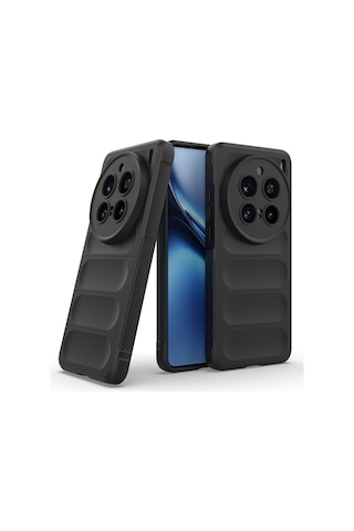 Nourthkiingdom Vivo X200 Pro Kılıf Esnek Tpu Oyuklu Arka Yüzey Tasarımlı Nrtk Etnik Silikon Kapak - Siyah Siyah