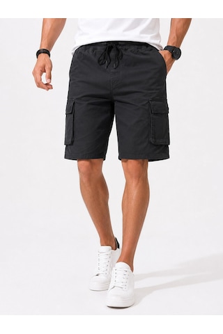 Classics Men Erkek Comfort Fit Keten Bel Lastikli Cepli Kapri Şort Açık Gri