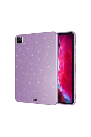 Teknocep İpad Pro 11 2022 M2 Simli Parlak Görünümlü Uyumlu Tablet Koton Kılıf-lila Tablet Kılıfı