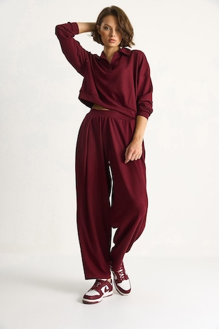 Shade Kadın Yumuşuk Dokulu Polo Yaka Kısa Sweat Şalvar Viskon Dalgıç Takım 6818 60283530 - Bordo