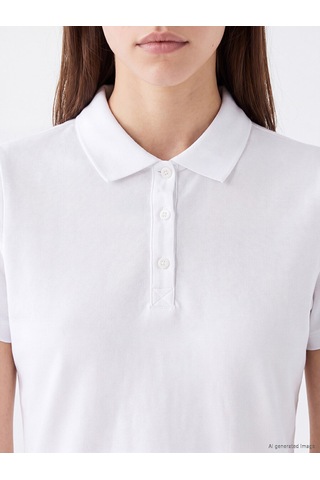 Lcw Comfort Beyaz Polo Yaka Kadın Pike Tişört