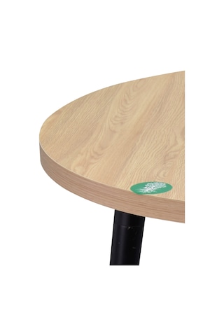 Vilinze Argos Yuvarlak Mdf Naturel Sabit Mutfak Masası - Q90 Cm Naturel Siyah