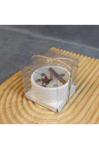 Uretti - Makbule 3845 El Yapımı Tarçın Ve Yıldız Temalı Şık Dekoratif Mumluk - Beyaz Beyaz