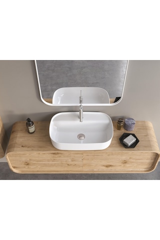 Turkuaz Cerastyle Aqua Tezgahüstü Mat Gri Lavabo 60 40 Cm