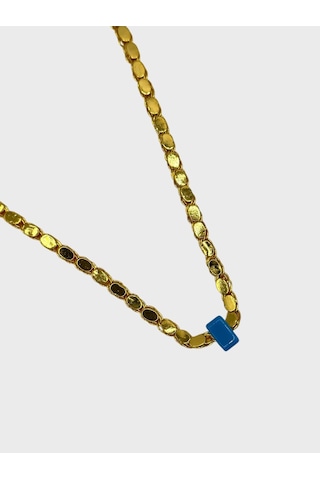 Arnes Jewelry Çelik 22 Ayar Altın Kaplama Nazar Boncuklu Arpa Pul Halep Kolye Ar610nes Gold