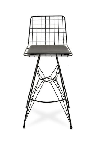 Akın Lüx 2'li Tel Bar Taburesi - Siyah Siyah