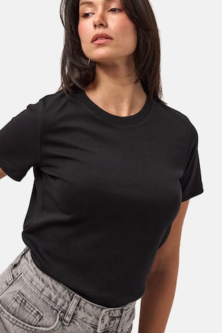 it's basic Kadın Siyah S6-1 Bisiklet Yaka Organik Koton T-shirt
