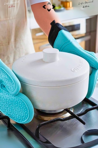 Mucit Home 1 Adet %100 Silikon Yanmaz Yapışmaz Silikon Fırın Eldiveni Mutfak Eldiveni Isıya Dayanıklı Eldiven Karışık Renk