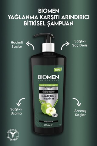 Biomen Elma Sirkesi&Vitamin B3 Yağlanma Karşıtı Arındırıcı Şampuan 1 L
