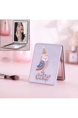 Cbtx Happy Holidays Kuş Baskılı Dikdörtgen Makyaj Aynası