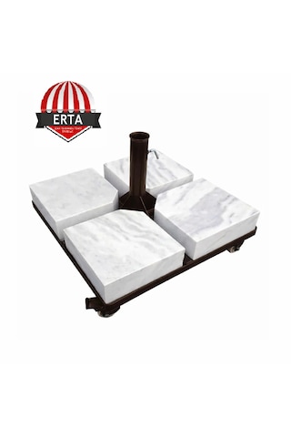 60 Cm X 60 Cm Mermerli Şemsiye Ayağı Altlığı Tekerlekli Stoplu Tüm Şemsiyelere Uyumludur Açık Kahverengi