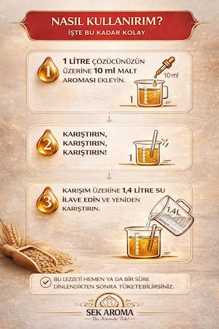 Sek Aroma Black Malt Hazır Karışım Viski Kiti - Black Malt Hazır Karışım Viski Aroması 50 ML - 5 L Uyumlu