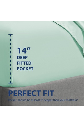 Lüks Kırışıklık Ve Solmaya Dayanıklı Çift Fırçalı Ultra Yumuşak Mikrofiber 35 Cm Standart Cepli Tek Kişilik Lastikli Çarşaf, Deniz Köpüğü, Tam Boy Çok Renkli