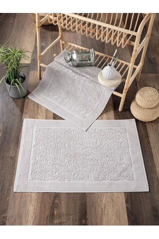 Gri & Damask Desenli Havlu Takımı - %100 Pamuk Gri