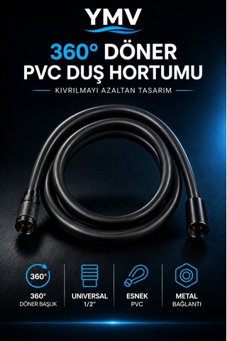 Ymv Premium 3 Lü Spa Duş Seti Masajlı Filtreli Duş Başlığı + 150 Cm Siyah Pvc Hortum + Siyah Askı + 3 Yedek Filtre