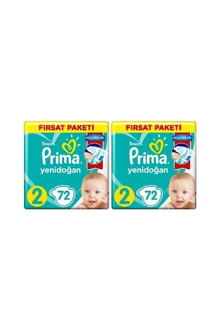 Prima Pampers Yenidoğan Fırsat Paketi Bebek Bezi 4-8 KG 2 Beden 2 x 72 Adet 2'li