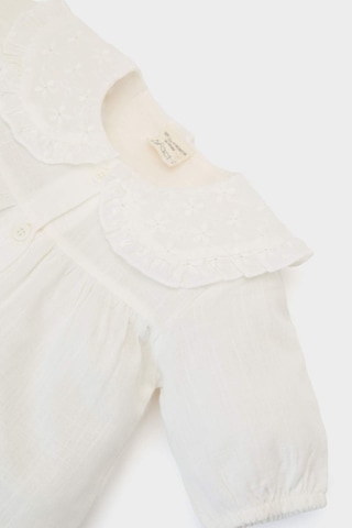 DeFacto Kız Bebek Dantel Yaka Flamlı Poplin Kısa Kollu Gömlek E8379A525SMWT32 Beyaz