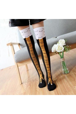 Vkemall Kusur Yemeği Desenli Komik Uzun Çorap, Cosplay İçin Daraltıcı, Ter Emici, Konforlu Pamuk Karışımı, Siyah-sarı/siyah-kırmızı/beyaz-sarı Renk Seçenekleri Siyah