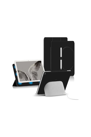 Google Uyumlu Pixel Tablet İçin Üç Katlı Stand Kapağı Pu Deri Manyetik Eklenti Tablet Kılıfı