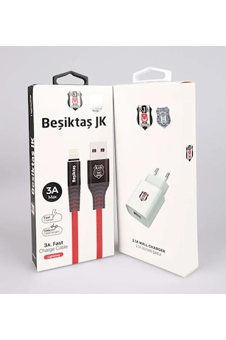 Beşiktaş Lisanslı Apple Uyumlu iPhone Şarj Kablosu Ve Şarj  Adaptörü