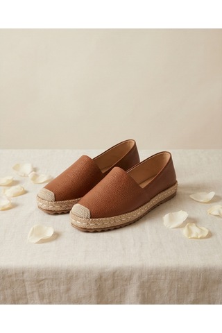 Futsishoes Lucıa Taba Hakiki Deri Dikiş Detaylı Kadın Espadril